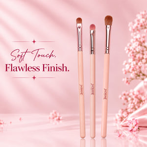 Jaquline USA Lip & Eye Makeup Brush Kit, Set of 3, Eyeshadow, Blending & Lip/Eyeliner Brushes