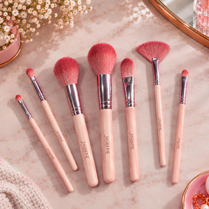 Jaquline USA Face & Eye Makeup Brush Kit, 7-in-1 Foundation, Powder, Blush & Eye Brushes