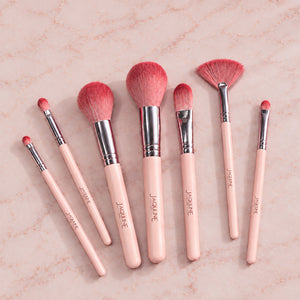 Jaquline USA Face & Eye Makeup Brush Kit, 7-in-1 Foundation, Powder, Blush & Eye Brushes
