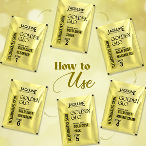 Jaquline USA Golden Glo Gold Dust Facial Kit – Brightening & Anti-Ageing Care (42g)