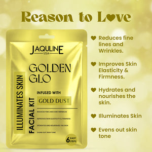 Jaquline USA Golden Glo Gold Dust Facial Kit – Brightening & Anti-Ageing Care (42g)