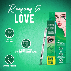 Jaquline USA Pro Stroke Intense Gel Kajal Jade Green 1.2 g |Smudge Proof |Long Lasting |Waterproof| Enriched with Vitamin E