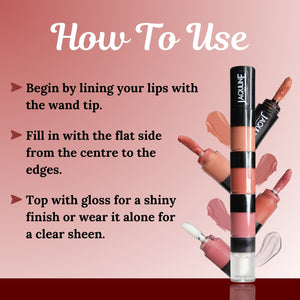 Jaquline USA Stack Attack 4 in 1 Liquid Lipstick-Nude Mood (Nude Beige+ Nude Brown+ Nude Pink + Transparent Gloss) 4ml |Light Weight |Long Lasting Hydration |8 Hrs Stay