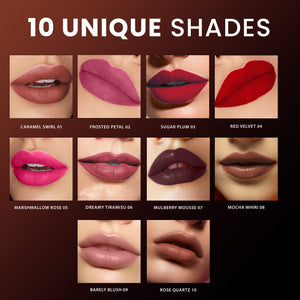 Jaquline USA Pout Perfect Lip Souffle, long lasting Liquid Lipstick, Matte Finish & Smooth Texture, Transfer Proof & Enriched with Hyaluronic Acid & Macadamia Oil, Rose Quartz-6ml