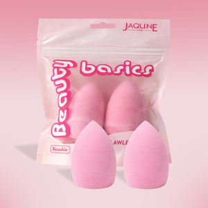 JAQULINE USA Makeup Blender Sponge Slanted Cut for Foundation Concealer Contour Blending Soft Latex Free Beauty Sponge Flawless Finish Wet Dry Use Reusable Makeup Sponge Pack of 2