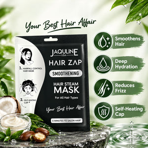 Jaquline USA Hair Zap Steam Mask Smoothening | Deep Hydration | Frizz Control | Self-Heating Cap