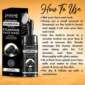 Charcoal and Gold Foaming Face Wash (150ml) - JaqulineUSA